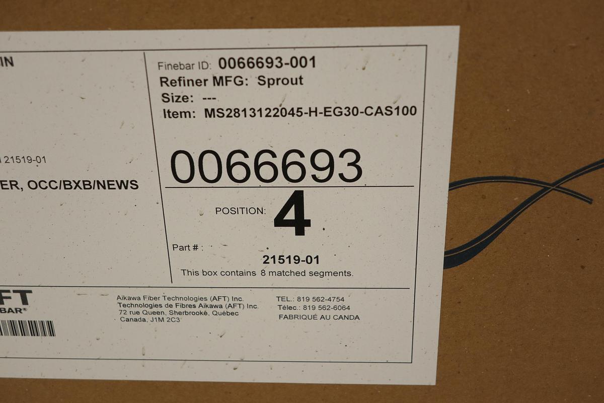 Unused Sprout Waldron AFT MiniSegment 28" Refiner Plates #47433