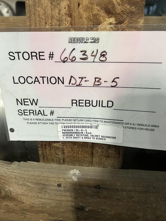 Refurbished Sunds T-9 Pressure Screen Rotating Assembly #47120