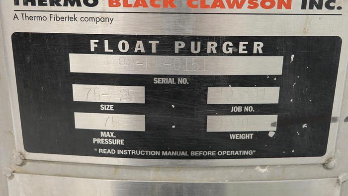 Used Black Clawson 75-25 Float Purger 75-25 #45406