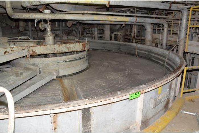 Used KROFTA STAINLESS STEEL 28' DIA X 2' H CLARIFIER WITH ROTARY SCOOP & RIM, BOTTOM DISCHARGE, S/N N/.   #45445