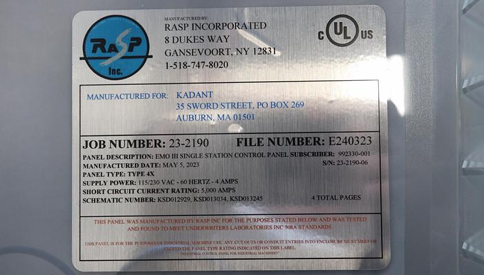 Unused KADANT EMO III Single Station Control Panel #46028