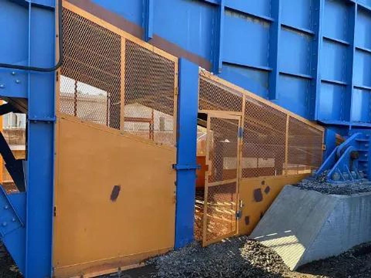 Used Bruks 70' Back-On Truck Dump with Optimized Smooth Cargo Flow Receiving Hopper #47308