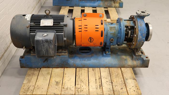 Used GOULDS 3196MTX 1.5x3x10 Pump With Base And Motor #46239