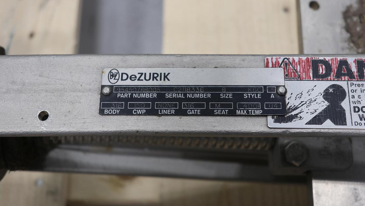 Unused Dezurik 8" V-Port Hand Operated Knife Gate Valve #47280