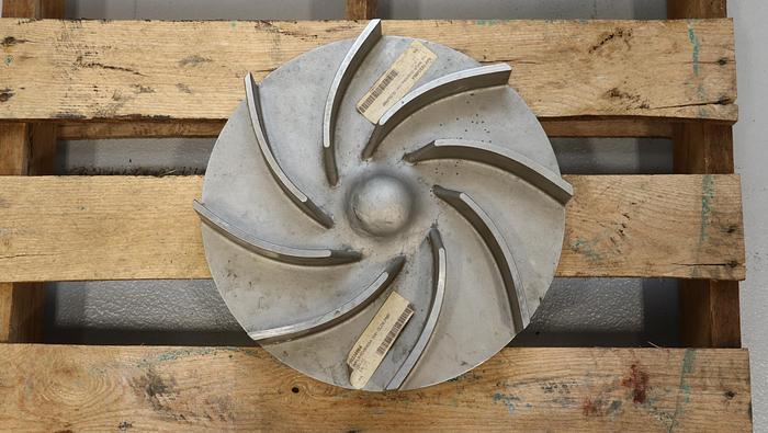 Used Goulds 3196 3x4x13 HS 8-Vane 13" Diameter Stainless Steel Impeller #45007