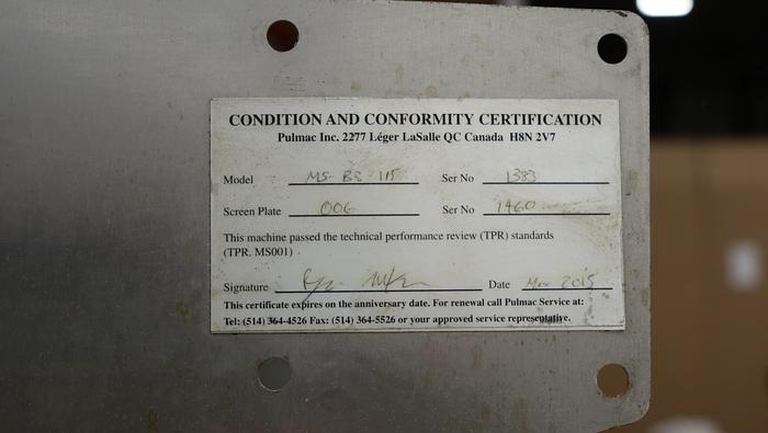 Used Pulmac MS-B3-115V Shiv Analyzer #44823