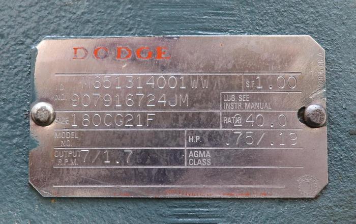 Refurbished DODGE 180CG21F Master XL Speed Reducer #46209