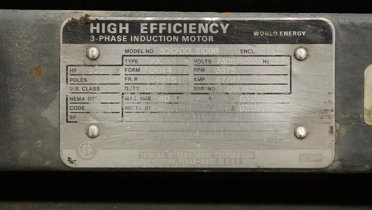 Used Toshiba NCZ3DK200L1S098 200 HP A/C Motor #46982