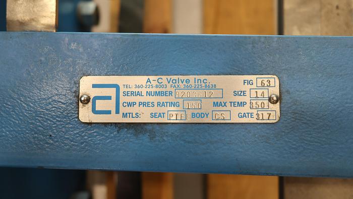 Unused A-C 14" Air Operated Knife Gate Valve #45663