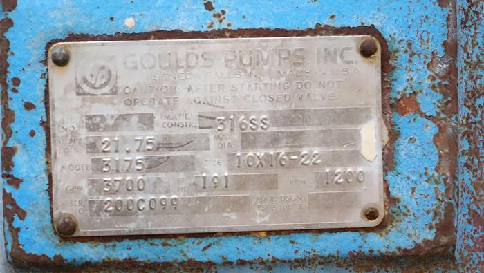 Used Goulds 3175L 10x12x22 Pump #45900
