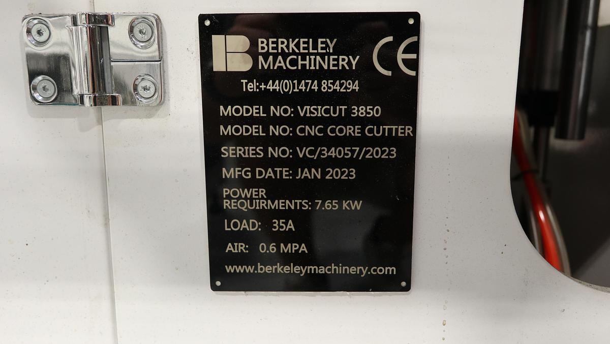 Unused Berkeley Core Cutter System, Model Visicut 3850 #46674
