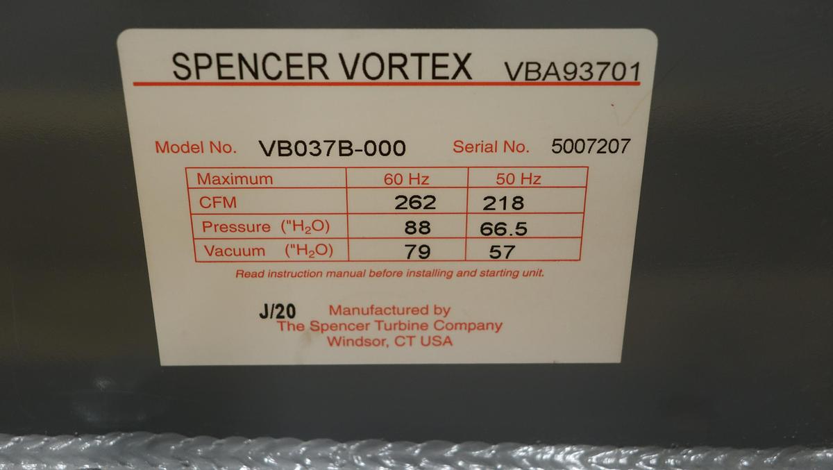 Refurbished Spencer Turbine Company VB037B-000 Blower #47003