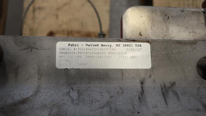Used Fabri-Valve 10" Air Operated Knife Gate Valve #44769