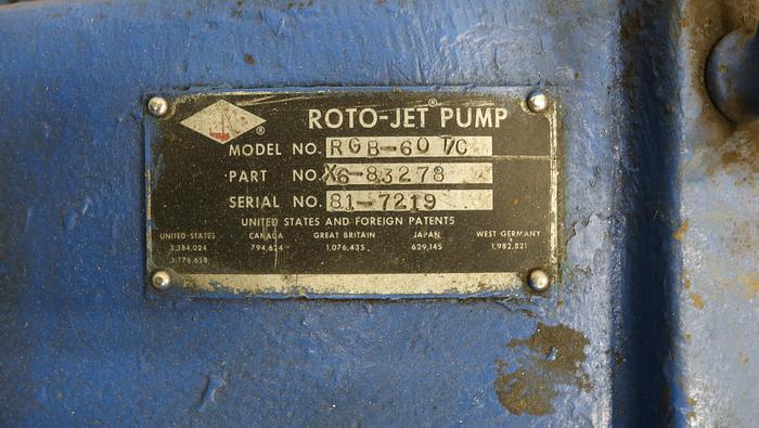 Used Rotojet Pump RGB-60-VC Rotojet Pump #27563