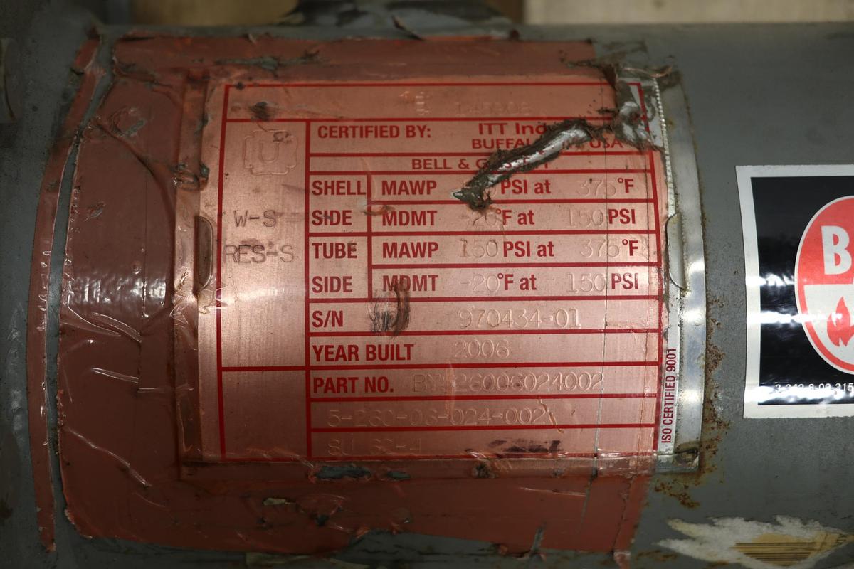 Used Bell & Gossett BY526006024002 Heat Exchanger #47606