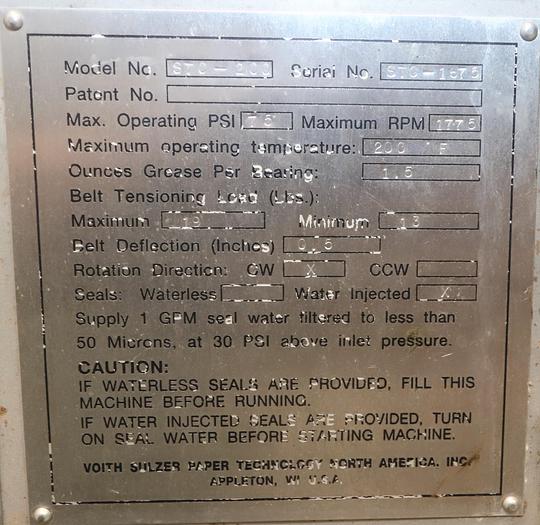 Used Voith Sulzer STC200 Pressure Screen #45188