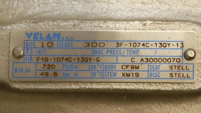 Unused Velan 10" Hand Operated Globe Valve #45910