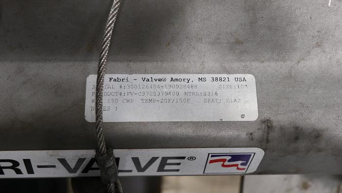 Used Fabri-Valve 10" Air Operated Knife Gate Valve #46409