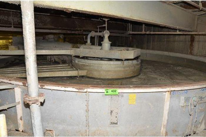 Used KROFTA STAINLESS STEEL 28' DIA X 2' H CLARIFIER WITH ROTARY SCOOP & RIM, BOTTOM DISCHARGE, S/N N/.   #45445
