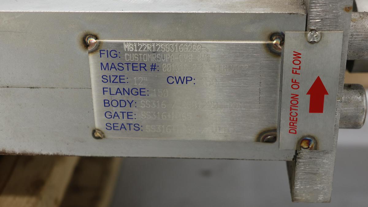 Unused 12" Air Operated Duel Actuator Thru-Gate Valve #46536