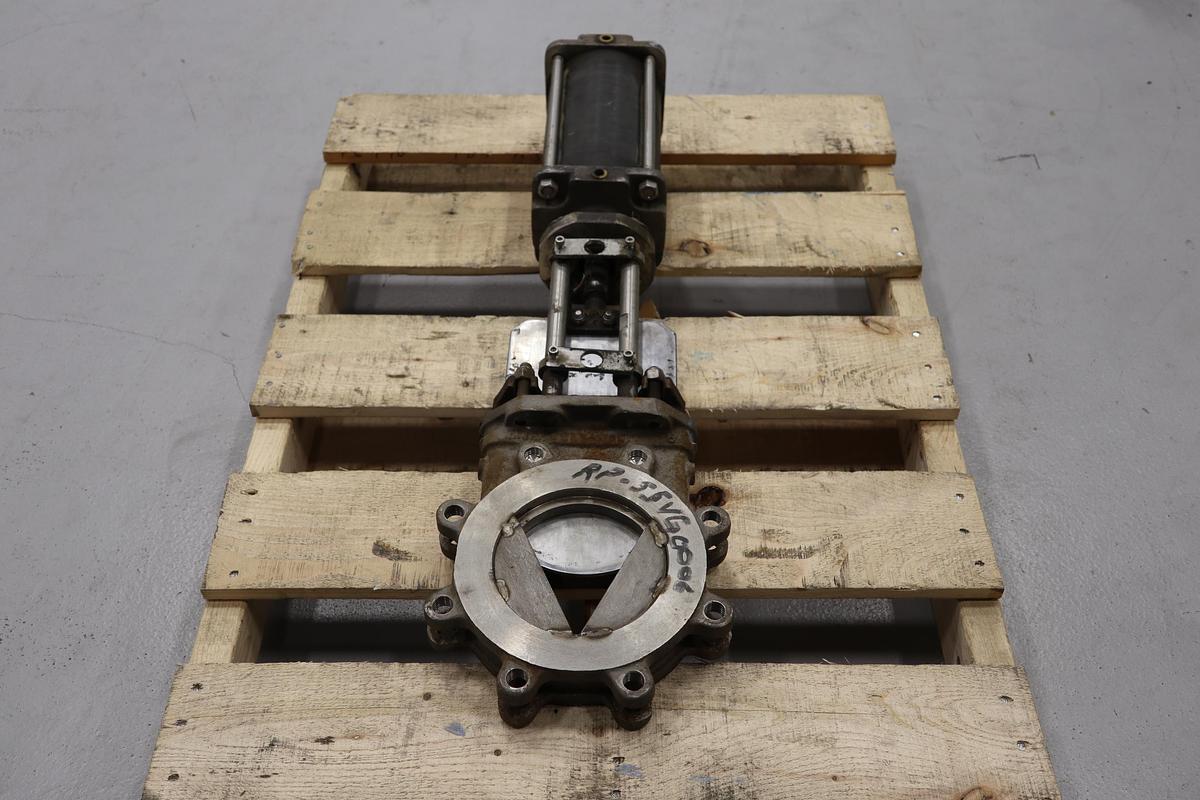 Unused North Port Valve 6" Air Operated V-Port Knife Gate Valve #47355