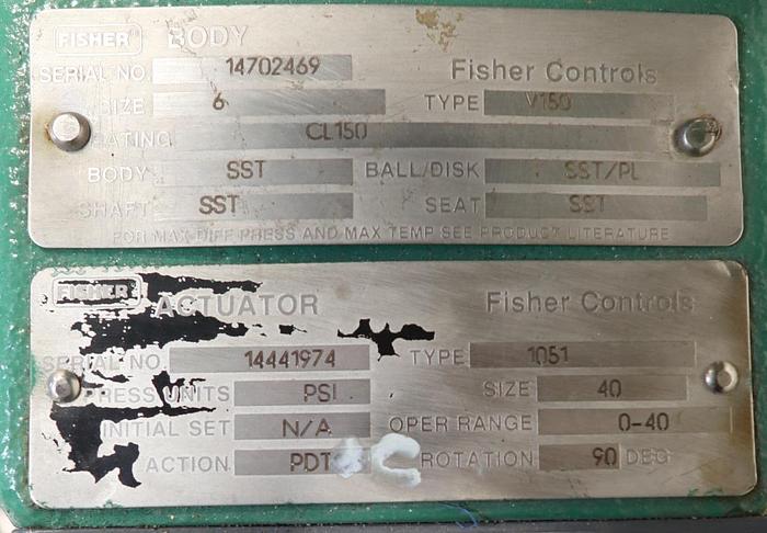 Used Fisher 6" V150 Air Operated Vee Ball Valve #46266