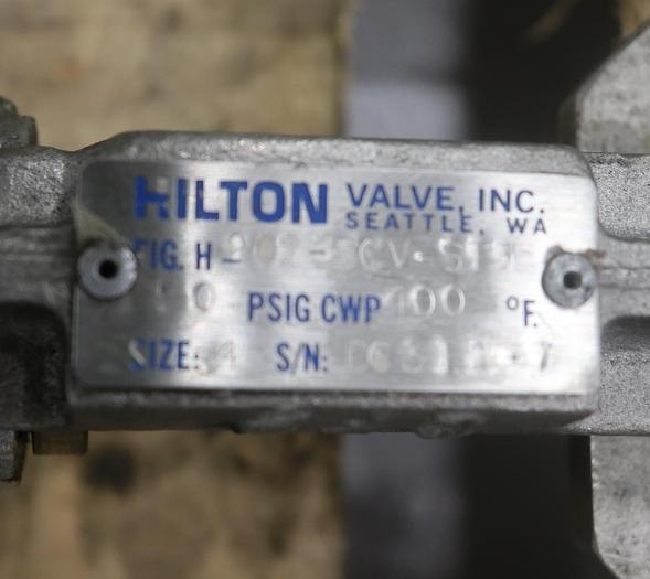 Used Hilton 202-SCV-ST3 4" Hand Operated V-Port Knife Gate Valve #45698