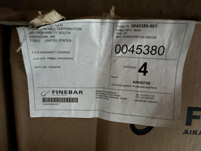 Unused Beloit Jones Dd4000 46" Refiner Plate Set #38584