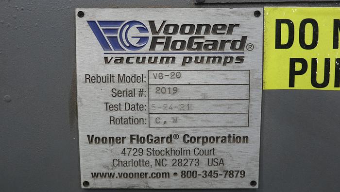 Unused Vooner VG-20 XVS-M Vacuum Pump #45056