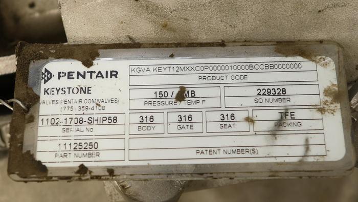 Used Keystone 12" Hand Operated Knife Gate Valve #45934