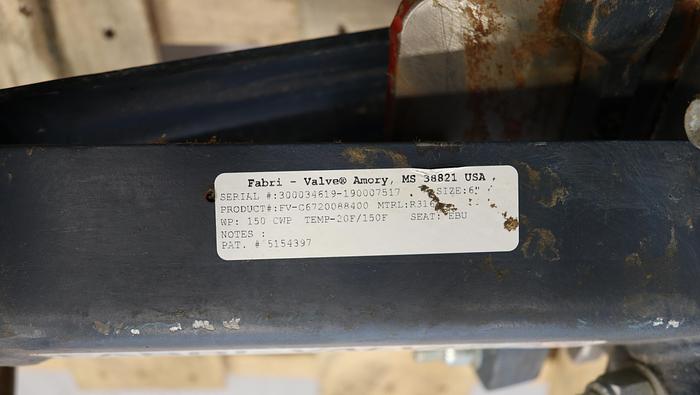 Used Fabri-Valve 6” Hand Operated Knife Gate Valve #45263