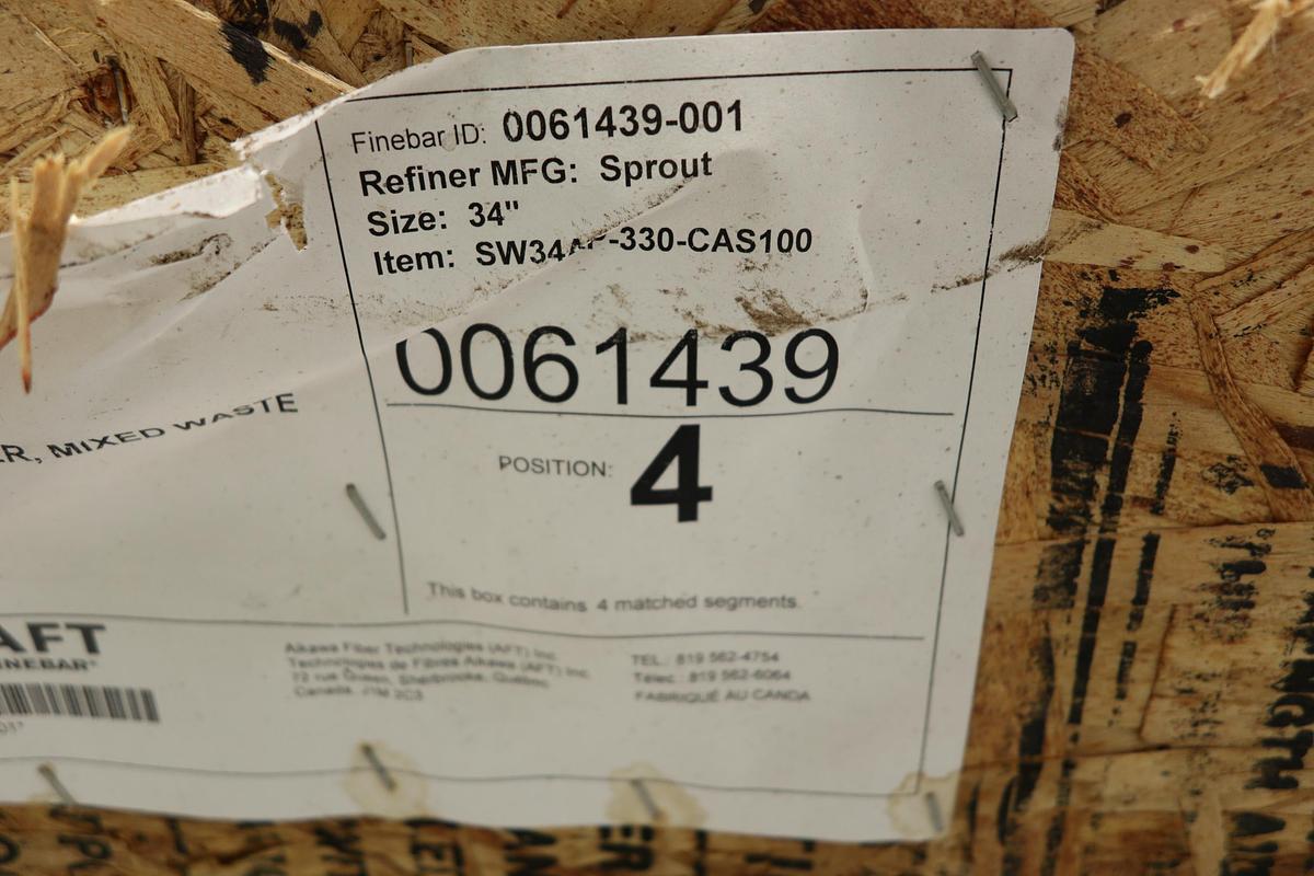 Unused Sprout Waldron AFT 34" Refiner Adapter Plates & Adapter Rings #47434