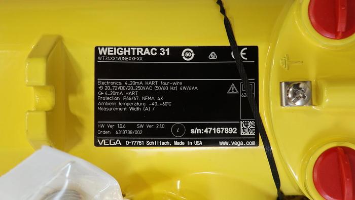 Unused VEGA Weightrac 31 Radiometric Sensor For Mass Flow Detection Assembly #46079