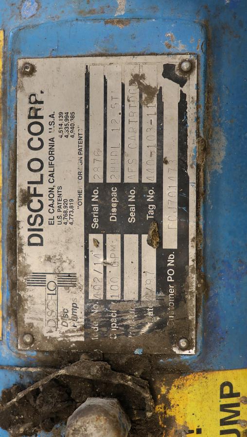 Used Discflo 402/14 Trash Pump, 2x4x14 #29228