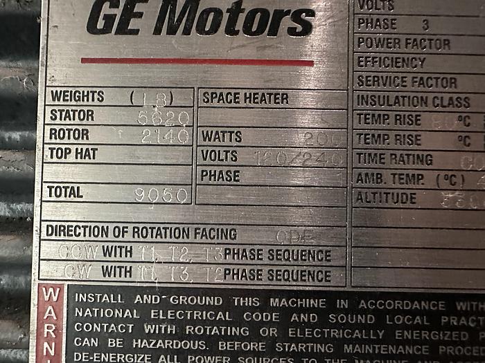 Used General Electric 5K68114338302 Custom 8000 Induction Motor, 600 Hp, 892 Rpm, 2300 Volt #39084