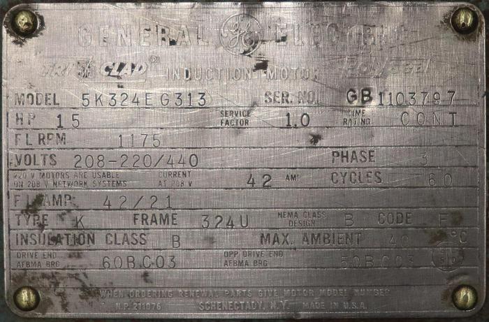 Used General Electric 5KS324EG313 A/C Motor #45800