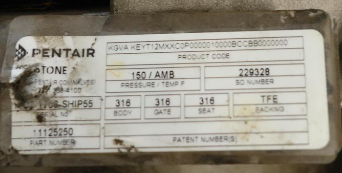 Used Keystone 12" Hand Operated Knife Gate Valve #45922