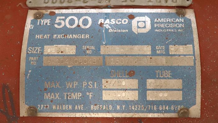 Used Basco 150704-011487 Heat Exchanger #45902