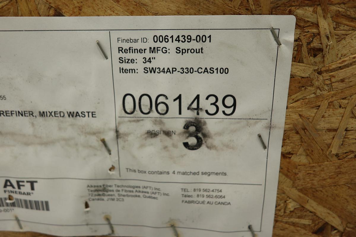 Unused Sprout Waldron AFT 34" Refiner Adapter Plates & Adapter Rings #47434