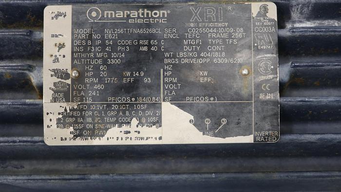 Used Marathon NVL256TTFNA6526BCL A/C Motor #45648