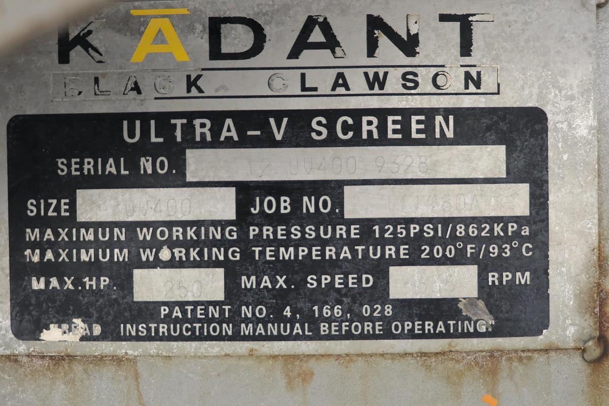 Used Black Clawson UV400 Pressure Screen #46727