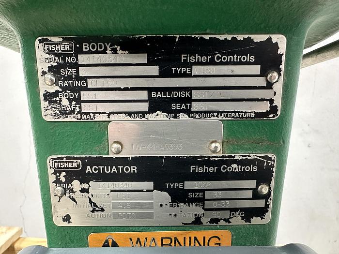 Used Fisher 3" V150 Air Operated Vee Ball Valve #46324