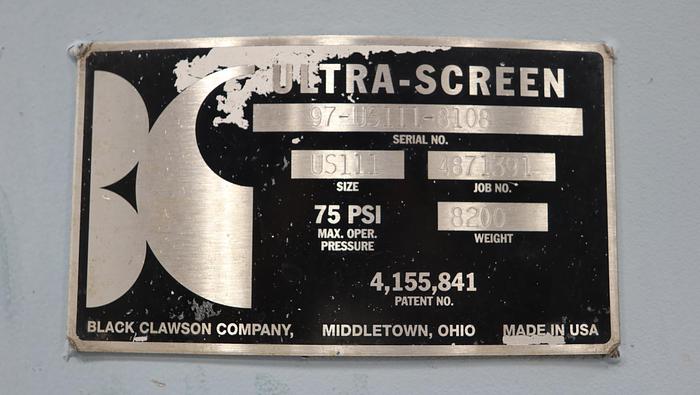 Used Black Clawson Ultra Screen III Pressure Screen #44941