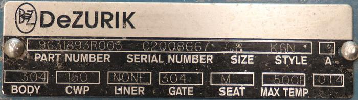 Used Dezurik 8" Hand Operated Knife Gate Valve#45943