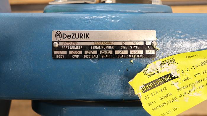 Used Dezurik 12" Air Operated Vee Ball Valve #46399