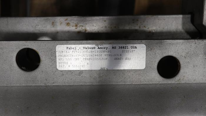 Used Fabri-Valve 8" Hand Operated Knife Gate Valve #44792