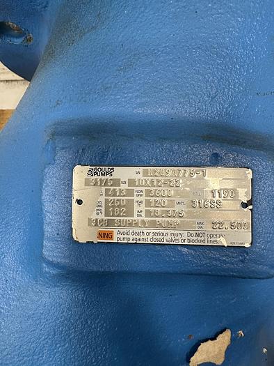 Used Goulds 3175 10x12x22 Pump #45580