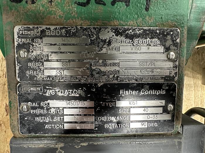 Used Fisher 6" V150 Air Operated Vee Ball Valve #46322