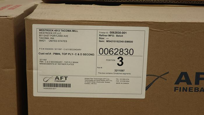 Unused Beloit 42" Refiner Plate Set #46011