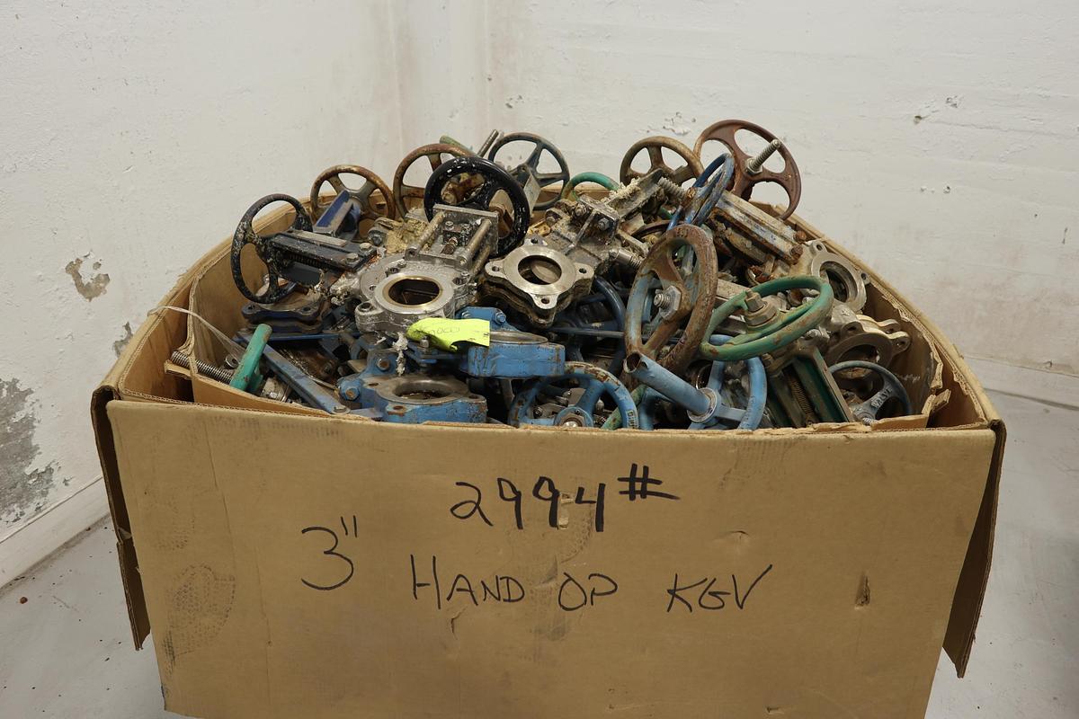 Used Lot of 3" & 4" Hand Operated Knife Gate Valves #47485